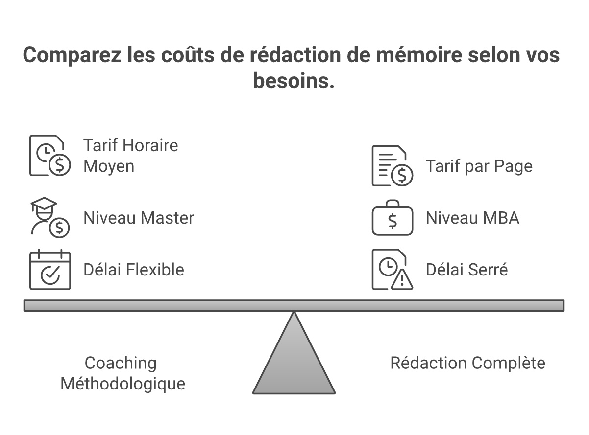 Infographie combien coûte rédaction mémoire 2026 - Points clés et méthodologie