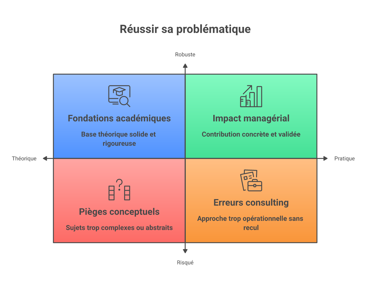 Infographie comment choisir problématique recherche DBA management - Points clés et méthodologie