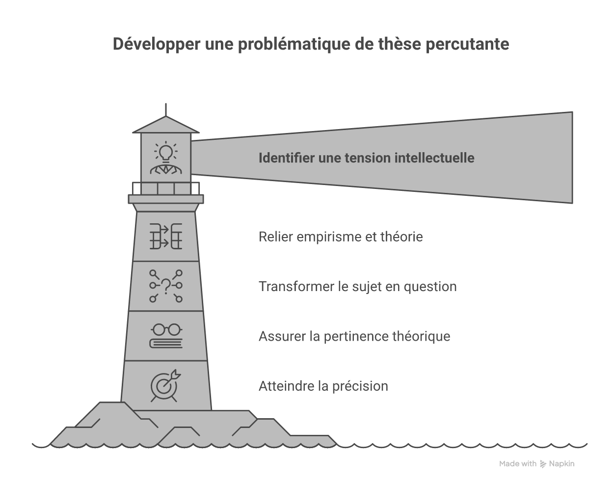 Infographie comment choisir problématique thèse sciences sociales - Points clés et méthodologie