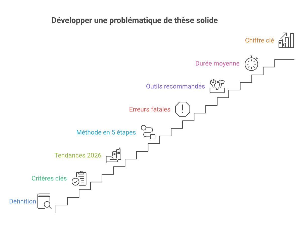 Infographie comment choisir problématique thèse gestion - Points clés et méthodologie
