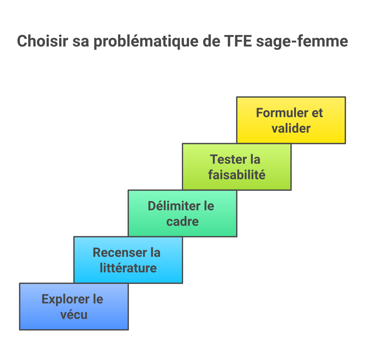 Infographie comment choisir problématique TFE sage-femme - Points clés et méthodologie
