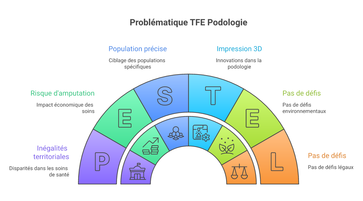 Infographie problématique TFE podologie - Points clés et méthodologie