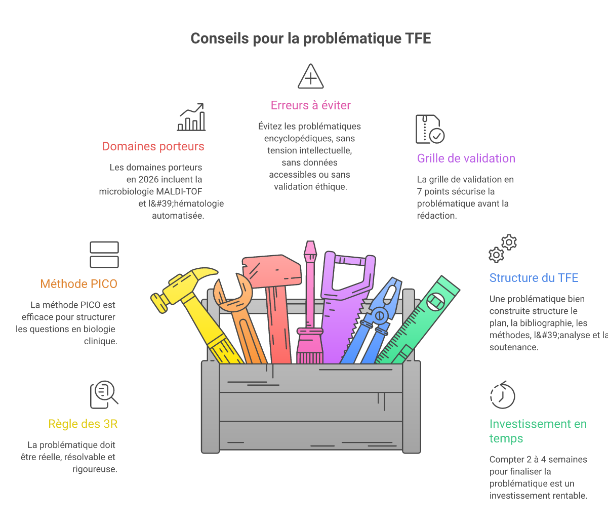 Infographie problématique TFE technicien laboratoire médical - Points clés et méthodologie