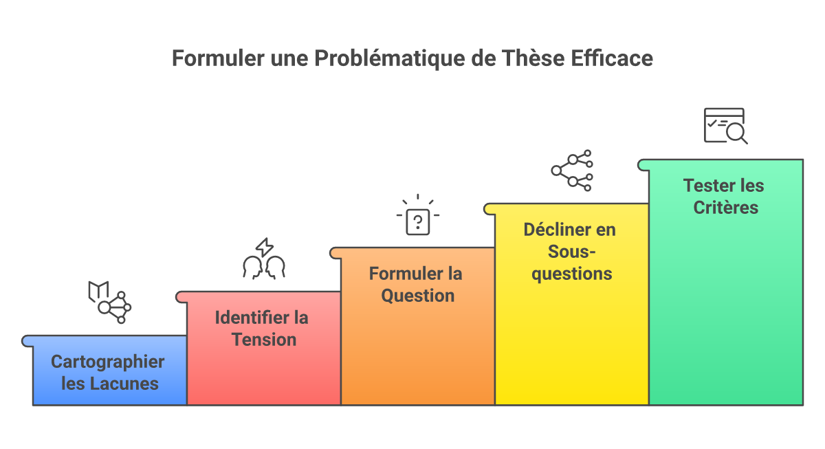 Infographie comment formuler une problématique de thèse - Points clés et méthodologie