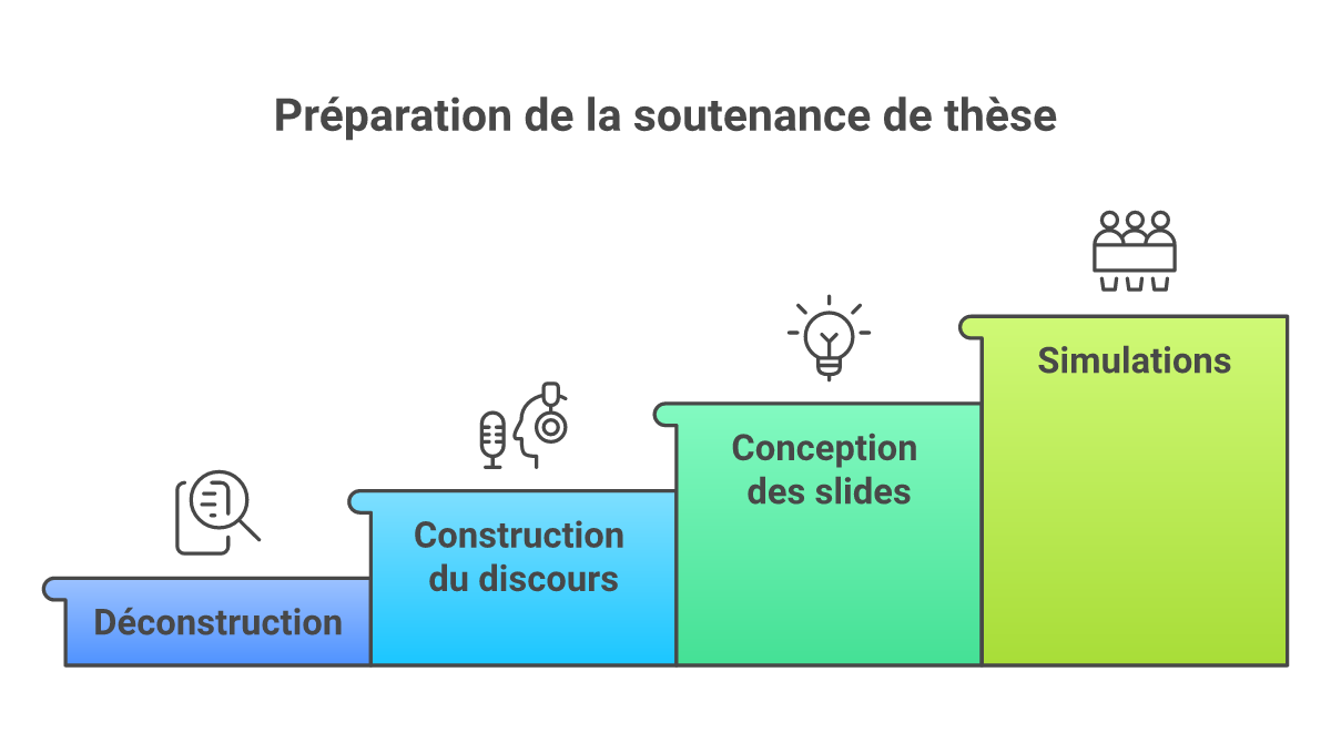 Infographie comment préparer sa soutenance de thèse - Points clés et méthodologie