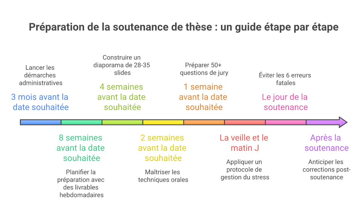 Infographie comment préparer sa soutenance de thèse - Points clés et méthodologie