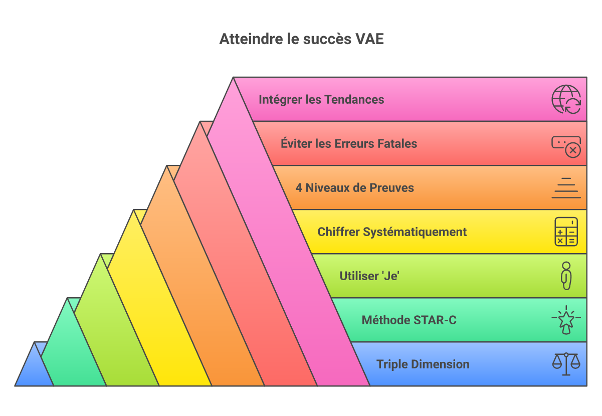 Infographie rédiger partie descriptive activités VAE commerce - Points clés et méthodologie