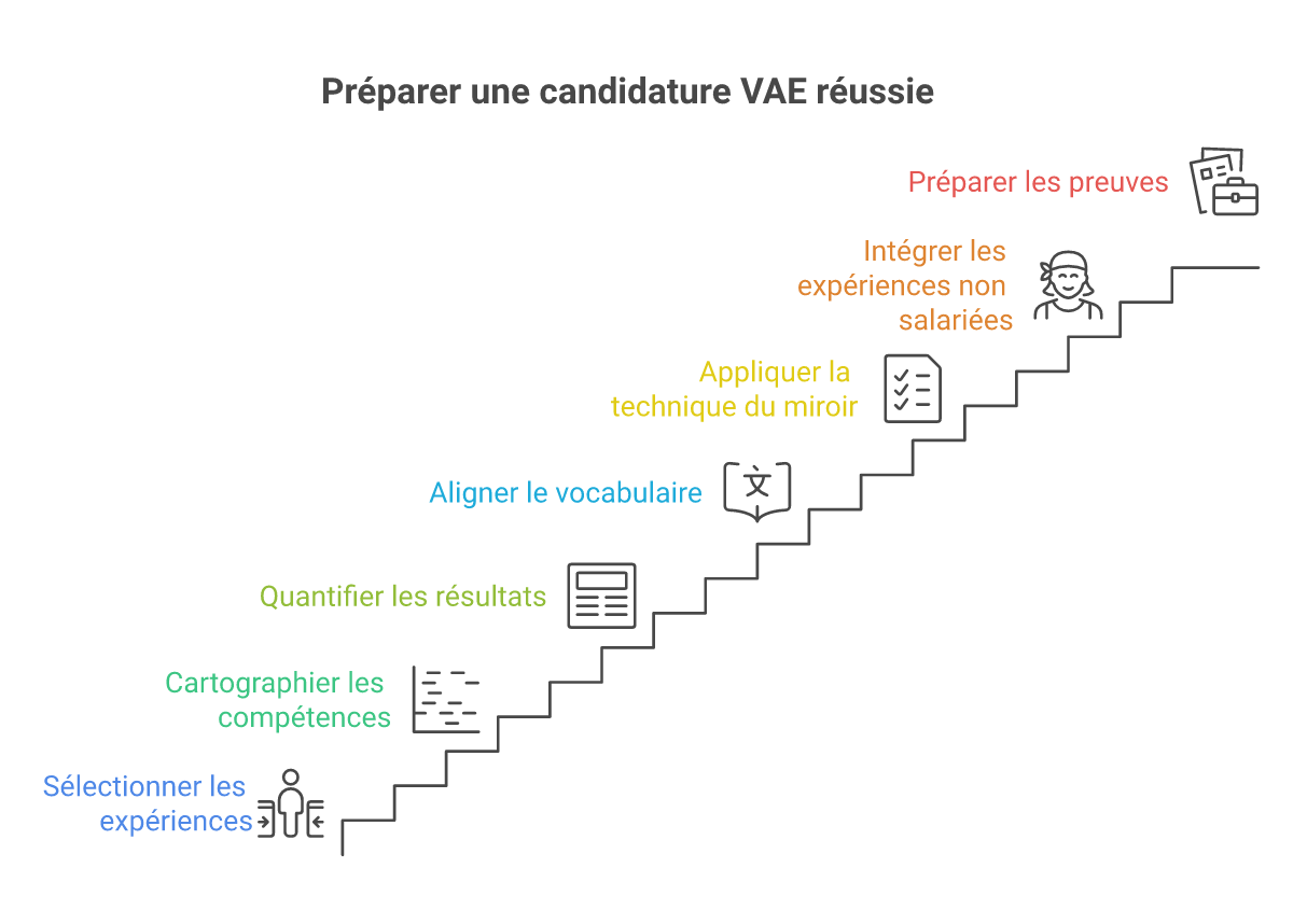 Infographie rédiger partie expérience professionnelle dossier recevabilité vae - Points clés et méthodologie