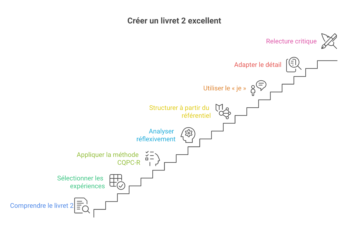Infographie comment rédiger partie expérience livret 2 vae - Points clés et méthodologie