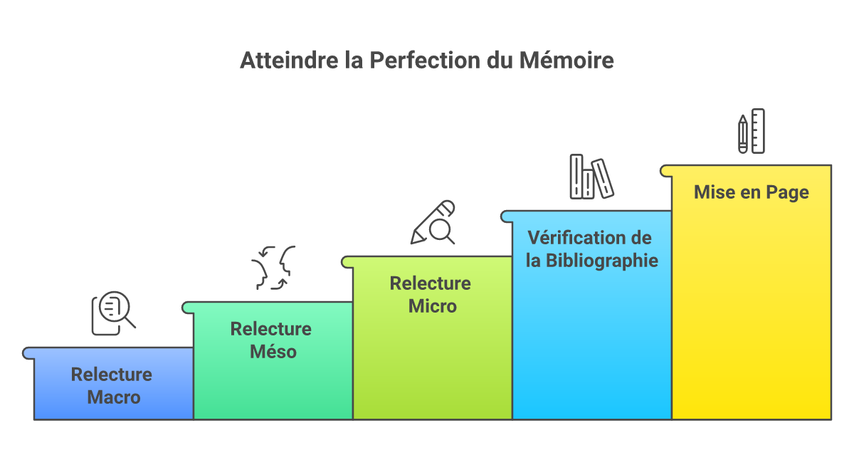 Infographie comment relire et corriger son mémoire avant soutenance - Points clés et méthodologie