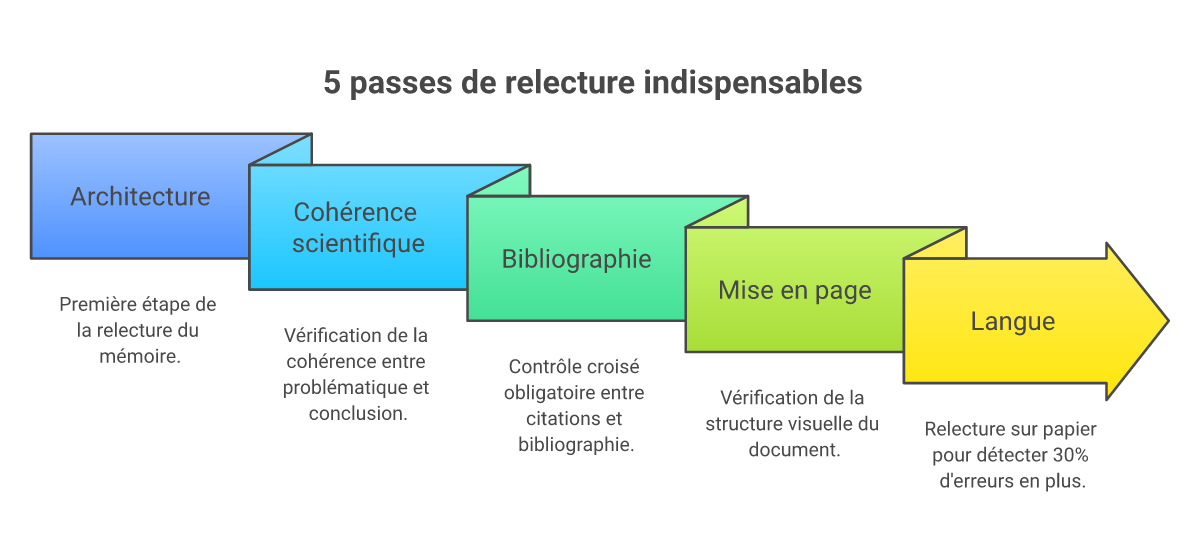 Infographie comment relire et corriger son mémoire avant soutenance - Points clés et méthodologie