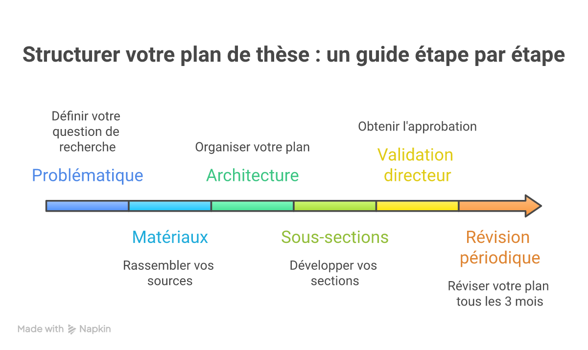 Infographie comment structurer plan détaillé thèse doctorat - Points clés et méthodologie