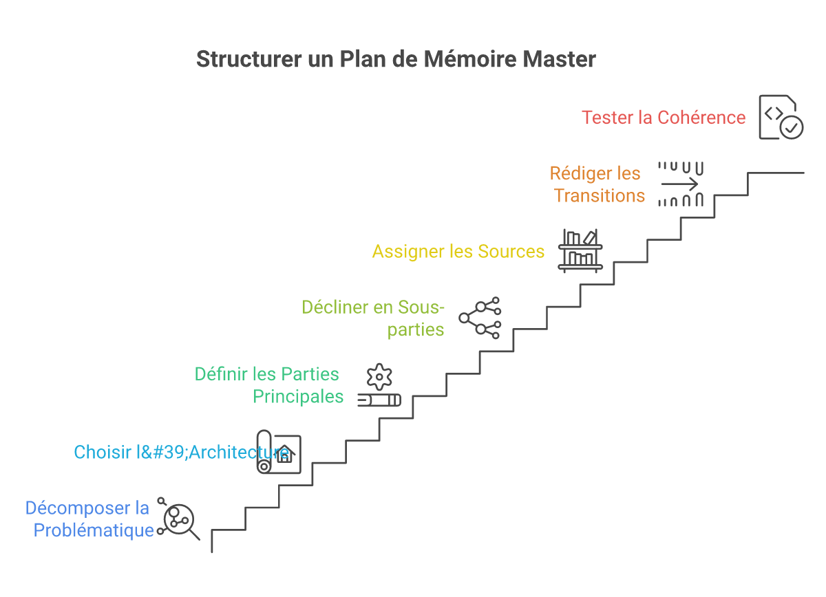 Infographie comment structurer plan détaillé mémoire master - Points clés et méthodologie