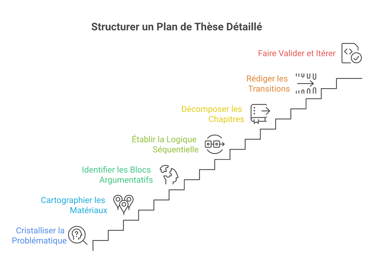 Infographie comment structurer plan détaillé thèse doctorat - Points clés et méthodologie