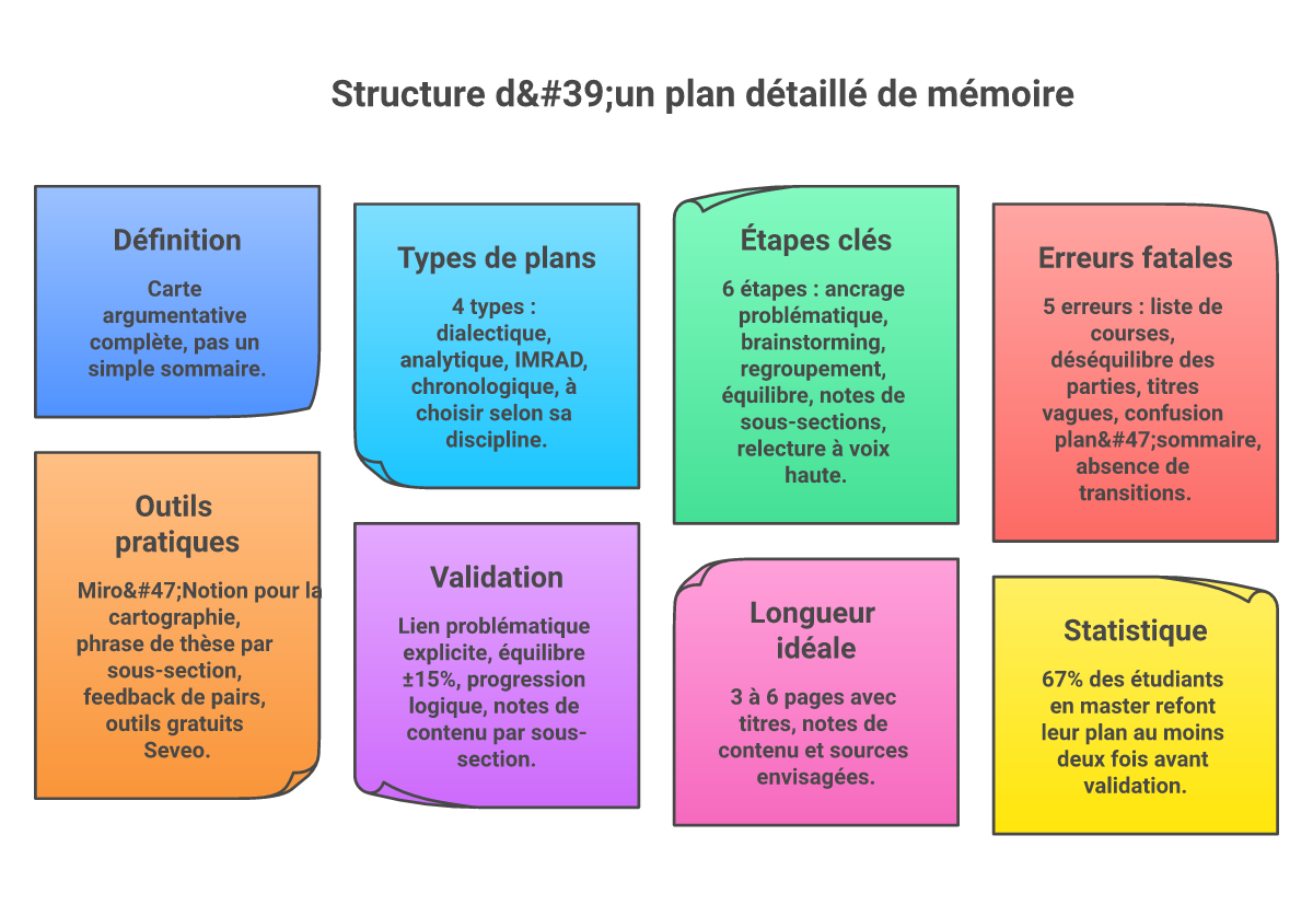 Infographie comment structurer plan détaillé mémoire master - Points clés et méthodologie
