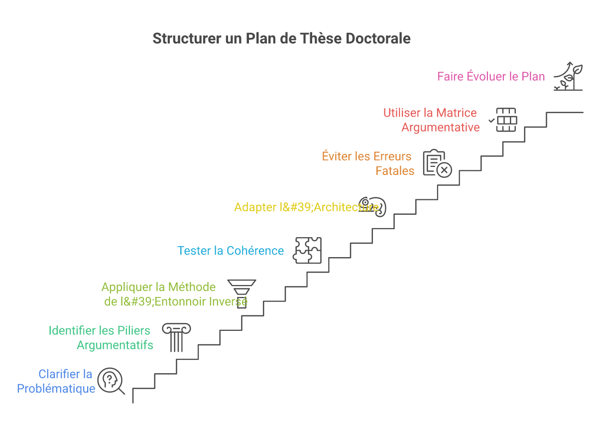 Infographie comment structurer plan détaillé thèse doctorat - Points clés et méthodologie