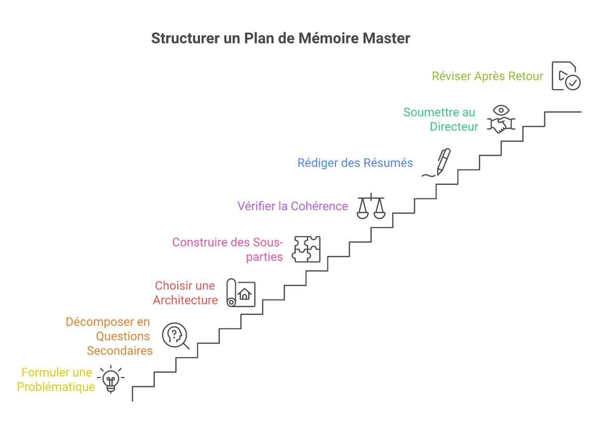 Infographie comment structurer plan détaillé mémoire master - Points clés et méthodologie