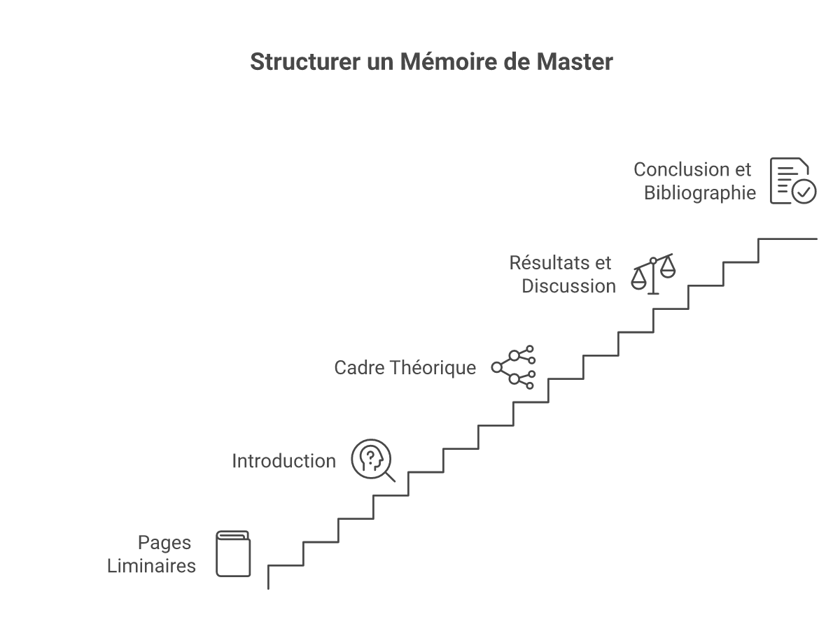 Infographie comment structurer un mémoire de master - Points clés et méthodologie