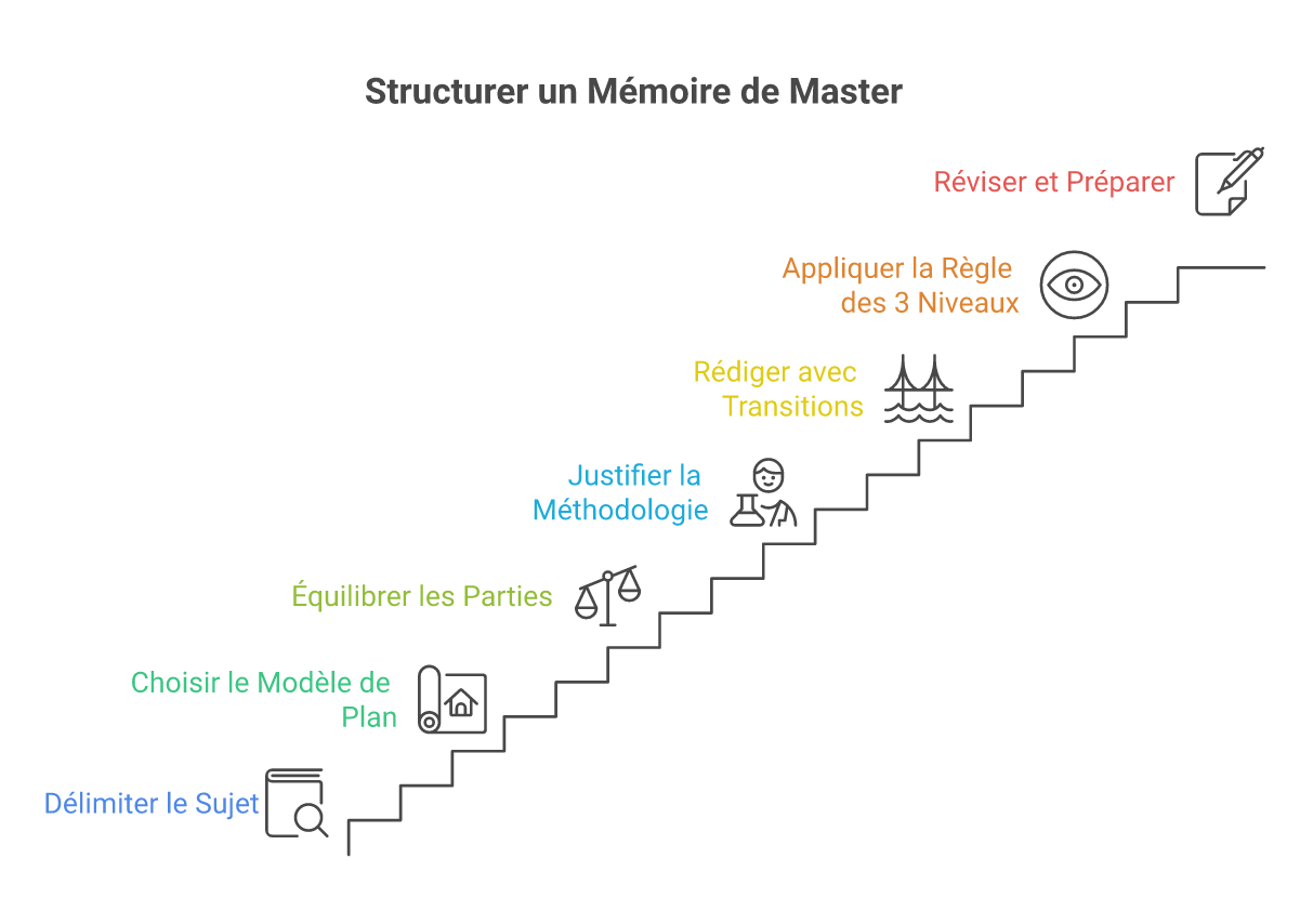 Infographie comment structurer un mémoire de master - Points clés et méthodologie