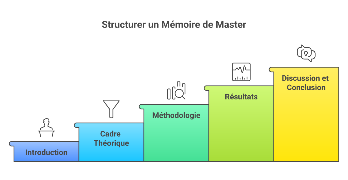 Infographie comment structurer un mémoire de master - Points clés et méthodologie