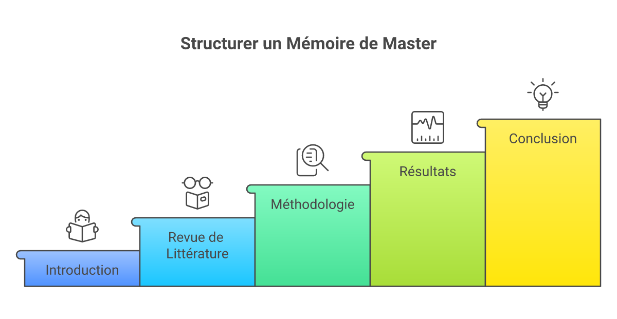 Infographie comment structurer un mémoire de master - Points clés et méthodologie