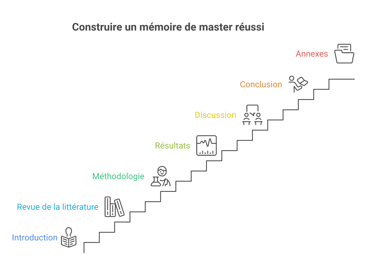 Infographie comment structurer un mémoire de master - Points clés et méthodologie