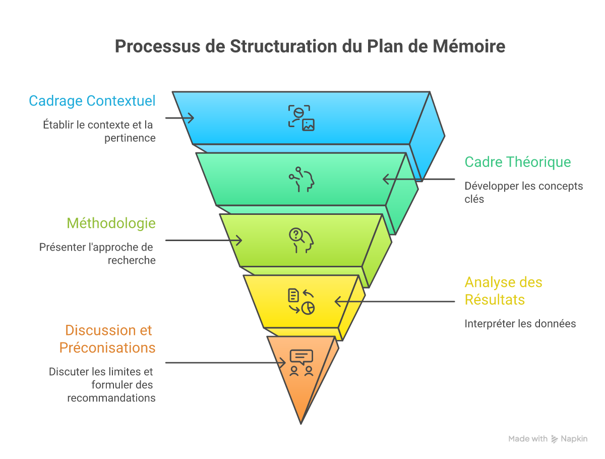Infographie comment structurer un plan de mémoire - Points clés et méthodologie