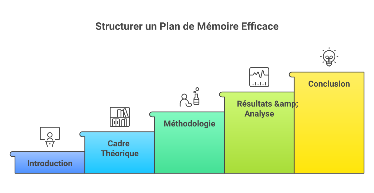 Infographie comment structurer un plan de mémoire - Points clés et méthodologie