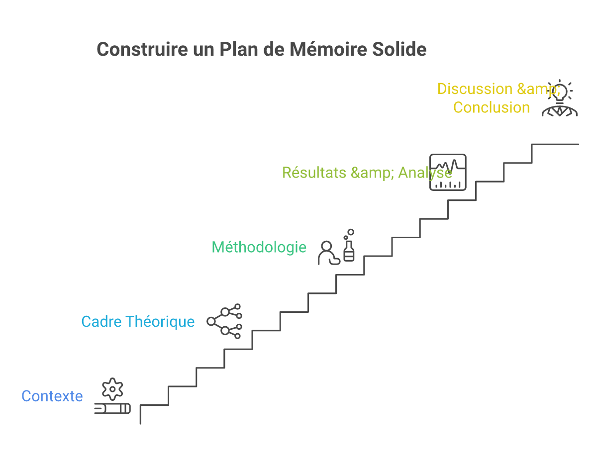 Infographie comment structurer un plan de mémoire - Points clés et méthodologie
