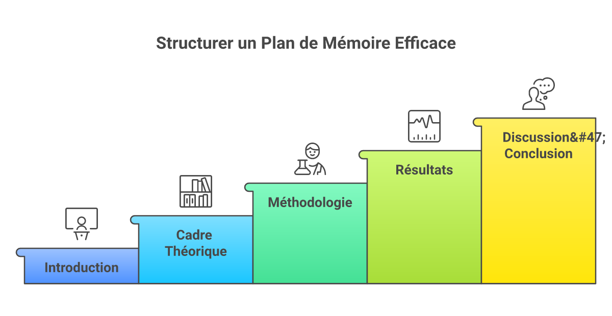 Infographie comment structurer un plan de mémoire - Points clés et méthodologie
