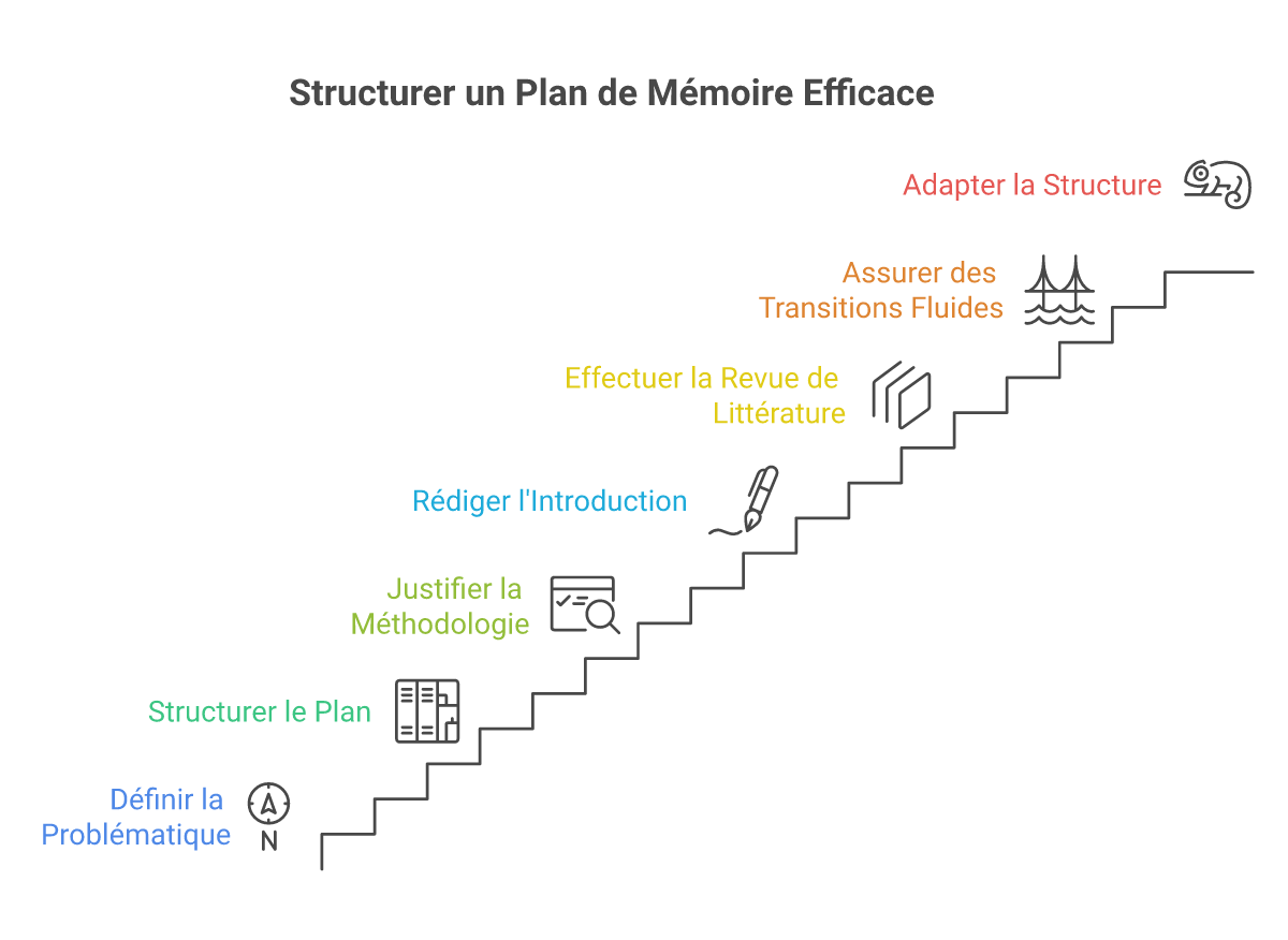 Infographie comment structurer un plan de mémoire - Points clés et méthodologie