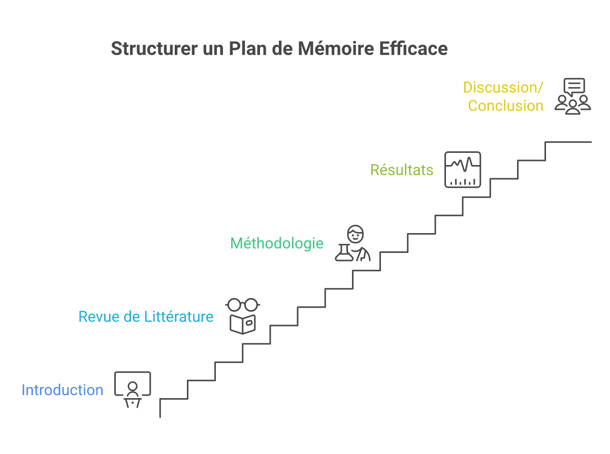 Infographie comment structurer un plan de mémoire - Points clés et méthodologie