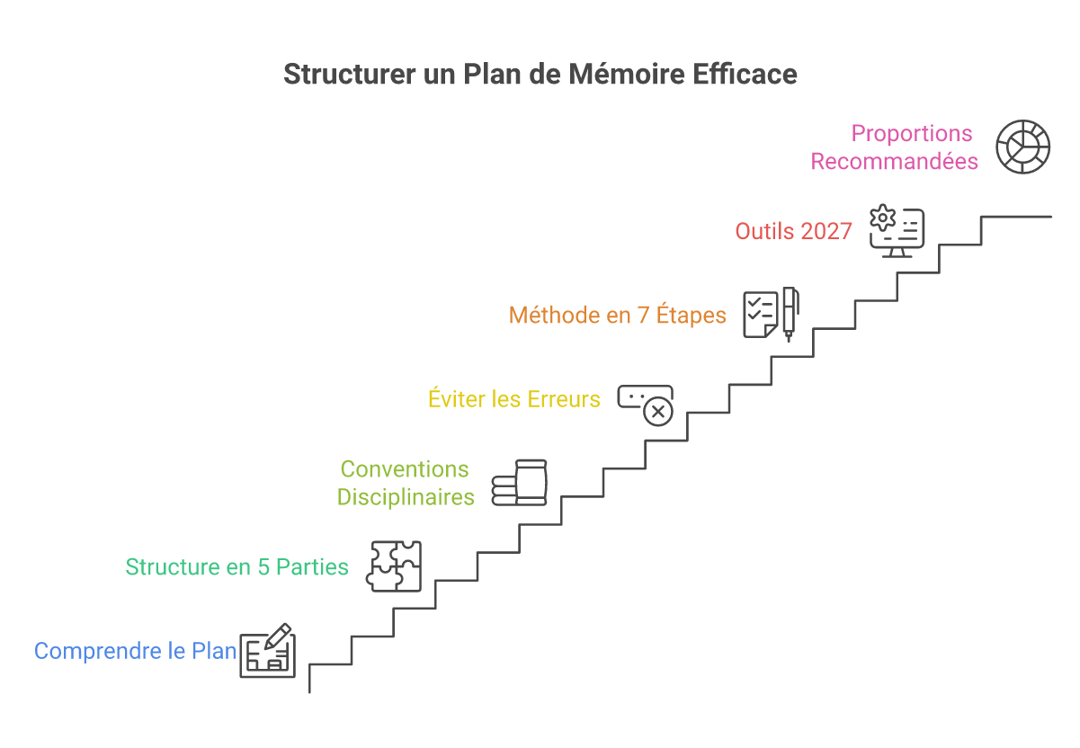 Infographie comment structurer un plan de mémoire - Points clés et méthodologie