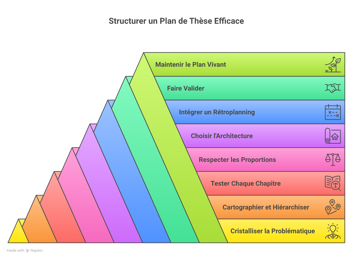 Infographie comment structurer un plan de thèse de doctorat - Points clés et méthodologie