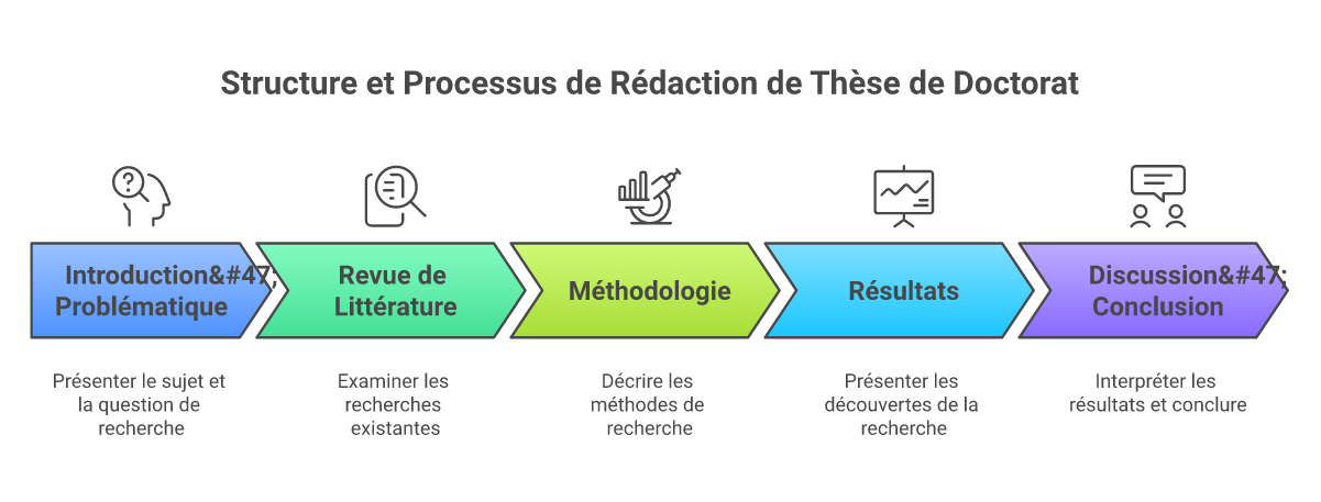 Infographie comment structurer une thèse de doctorat - Points clés et méthodologie