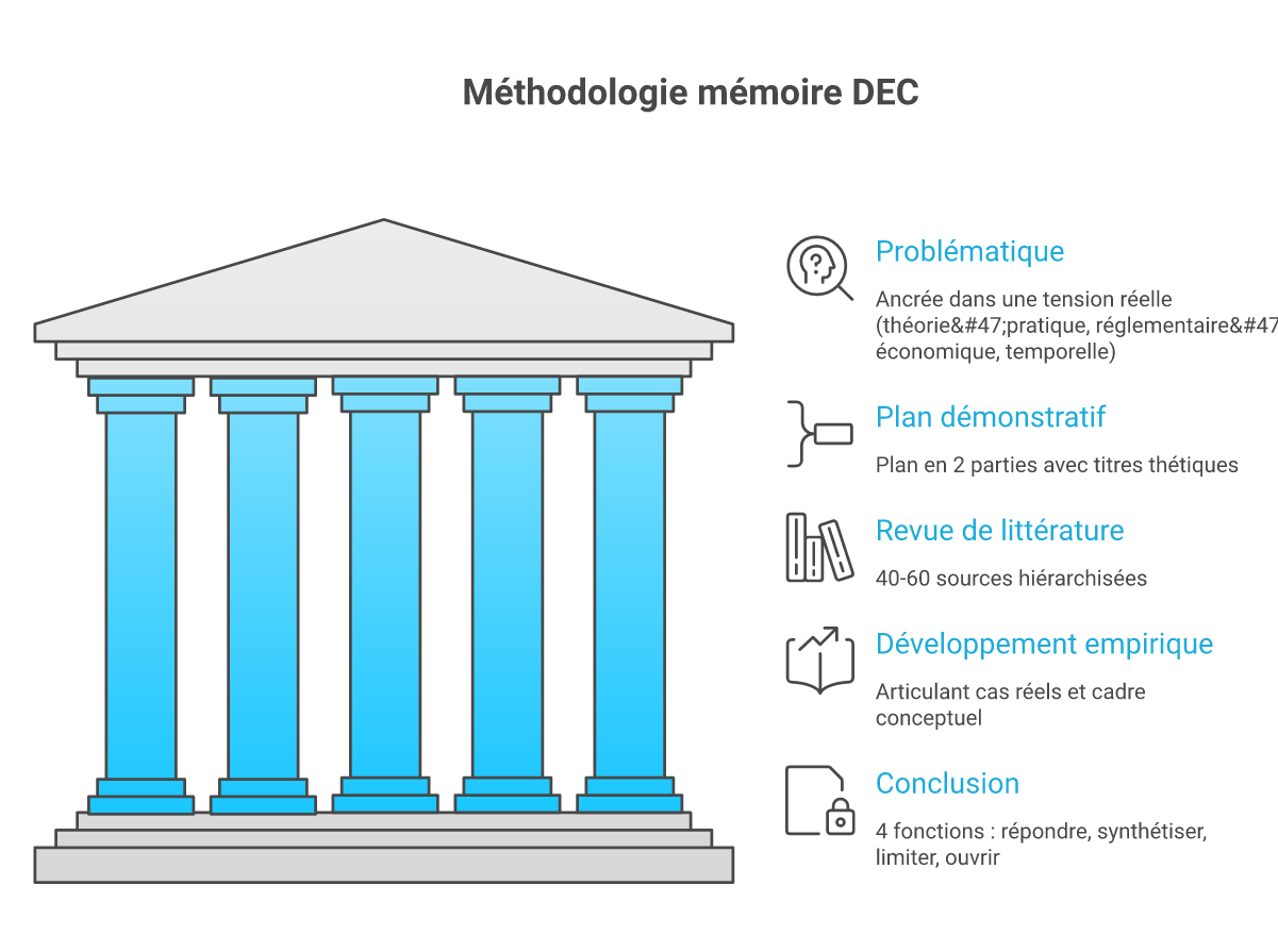Infographie méthodologie mémoire DEC - Points clés et méthodologie