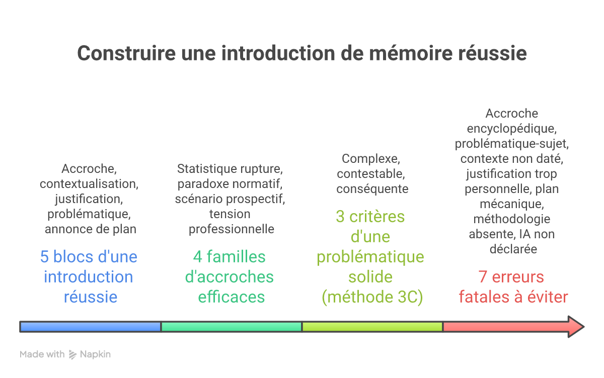 Infographie rédiger introduction mémoire comptabilité - Points clés et méthodologie